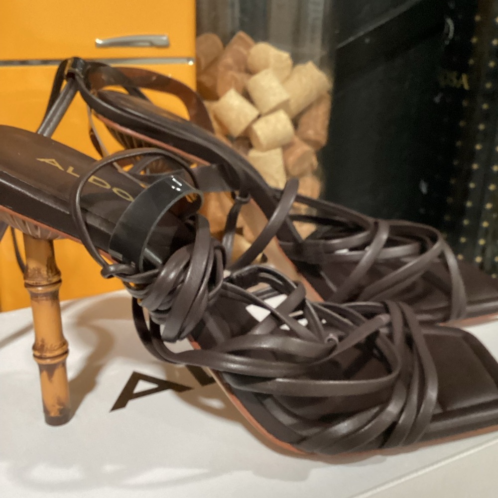 Brown lace up Aldo Heels